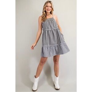 Easel Monochrome Gingham Dress
